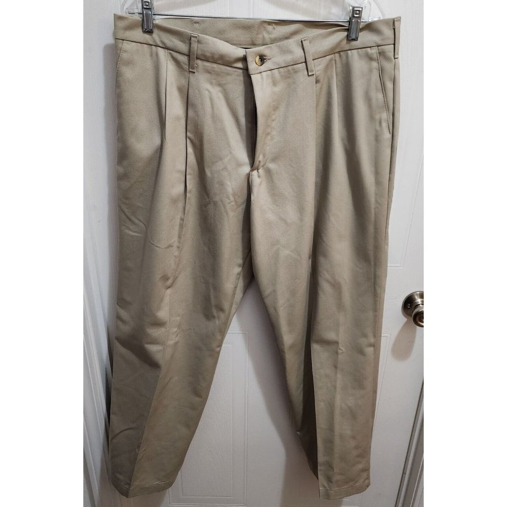 NEW Wrangler Men's Ultimate Khaki No Iron Pleated Pants 67N12LK Beige Size 36x29